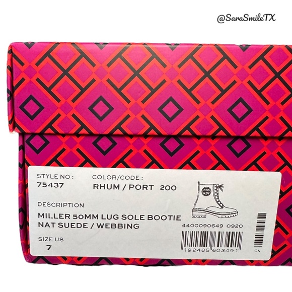 TORY BURCH Miller 50MM Lug Sole Bootie Tan Suede Combat Boots - NIB - Picture 9 of 14